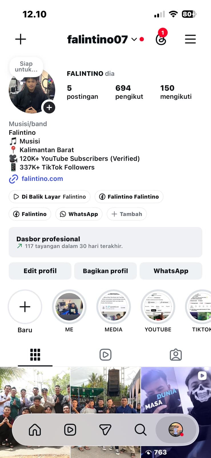 Instagram profile of Falintino